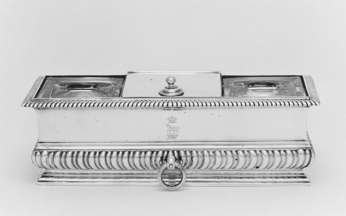Inkstand, Daniel Garnier (active ca. 1690–97), Silver, British, London 
