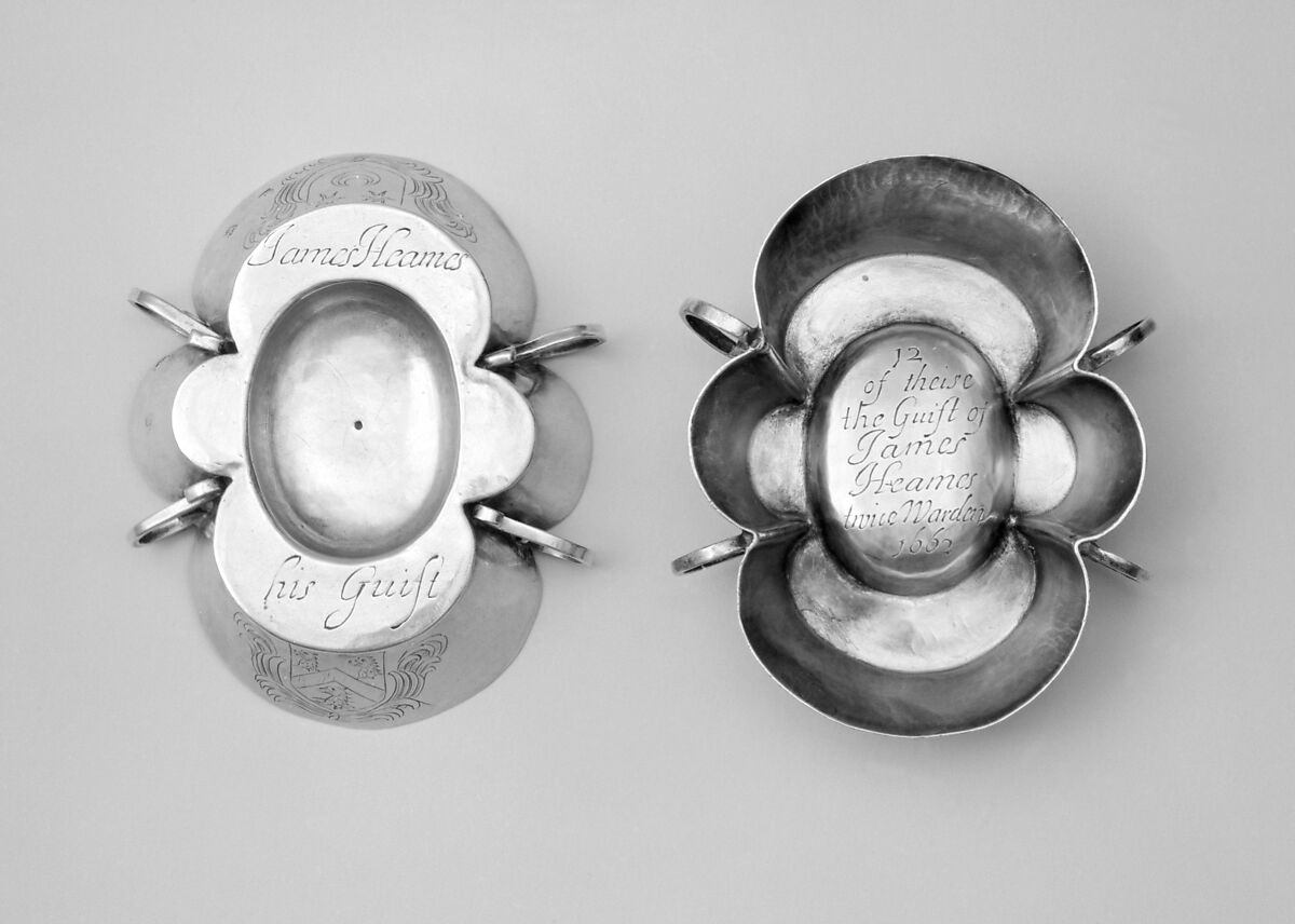 Set of six salts, Possibly by Christopher Shaw (active 1656–64), Silver, British, London