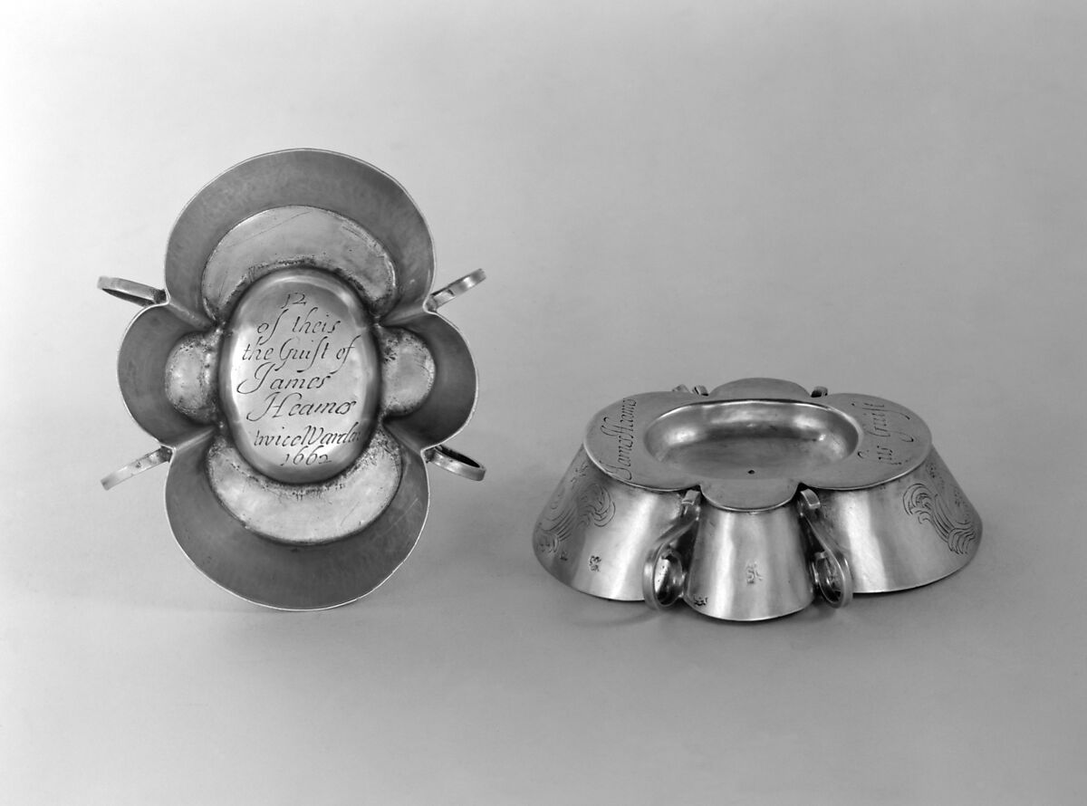 Set of six salts, Possibly by Christopher Shaw (active 1656–64), Silver, British, London