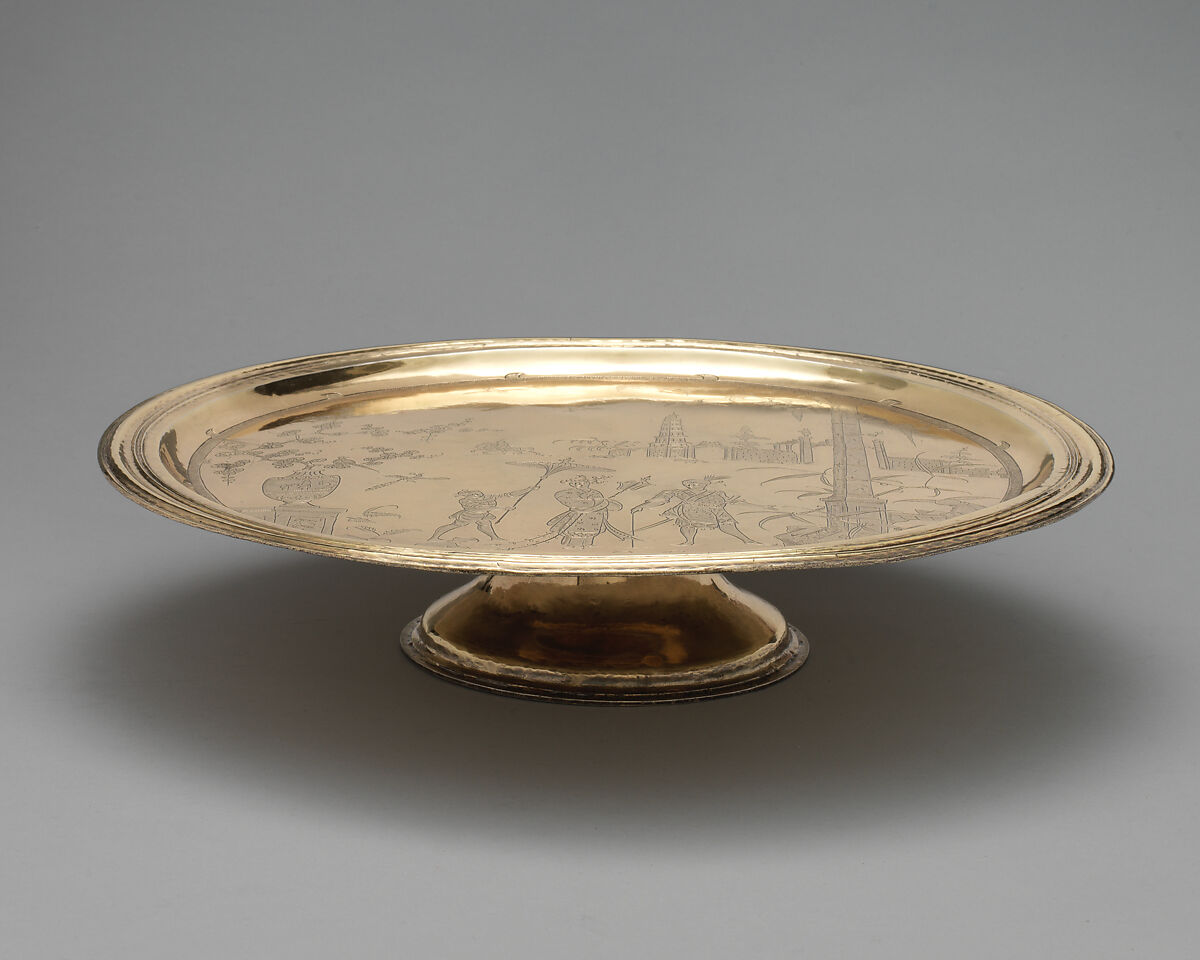 Tazza, Thomas Jenkins (active 1668–1708), Silver gilt, British, London 