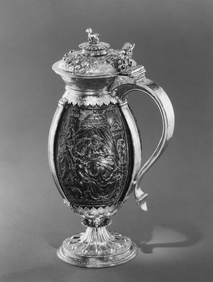 Jug with cover, Silver gilt, coconut, British, London