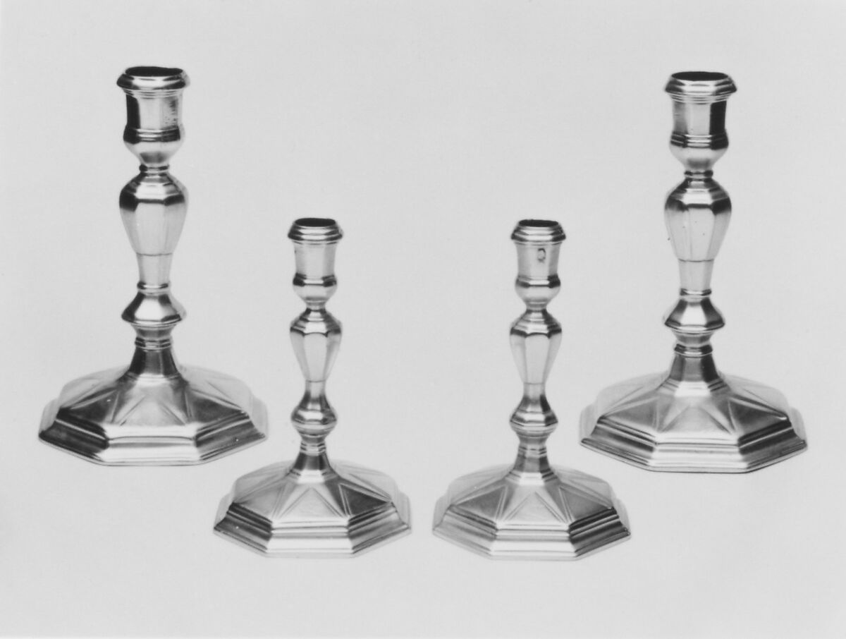 Pair of tapersticks, Thomas Folkingham (active 1703–29), Silver, British, London 