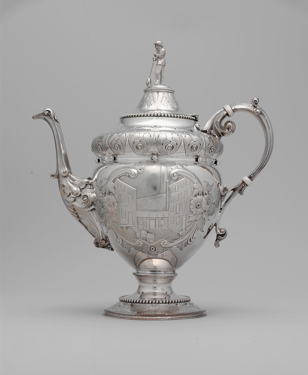 Teapot, Wood and Hughes (1845–99), Silver, American 