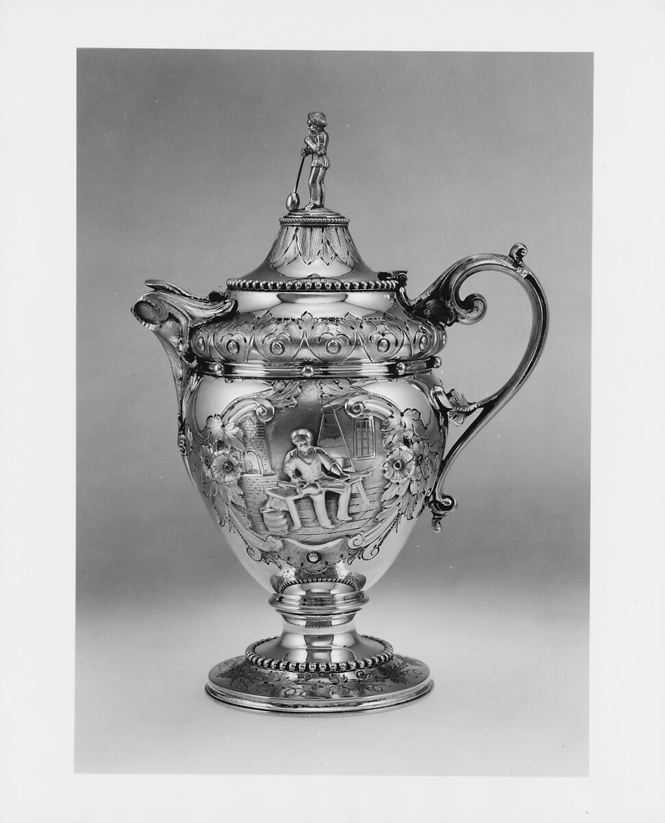 Teapot, Wood and Hughes (1845–99), Silver, American