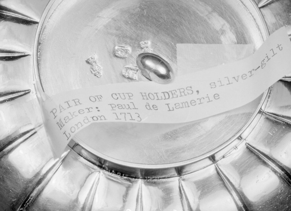 Pair of trembleuse stands, Paul de Lamerie (British, 1688–1751, active 1712–51), Silver gilt, British, London