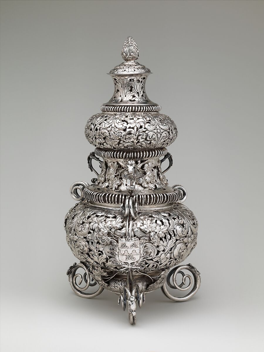 Incense burner, T L (British, mid-late 17th century), Silver, British, London 