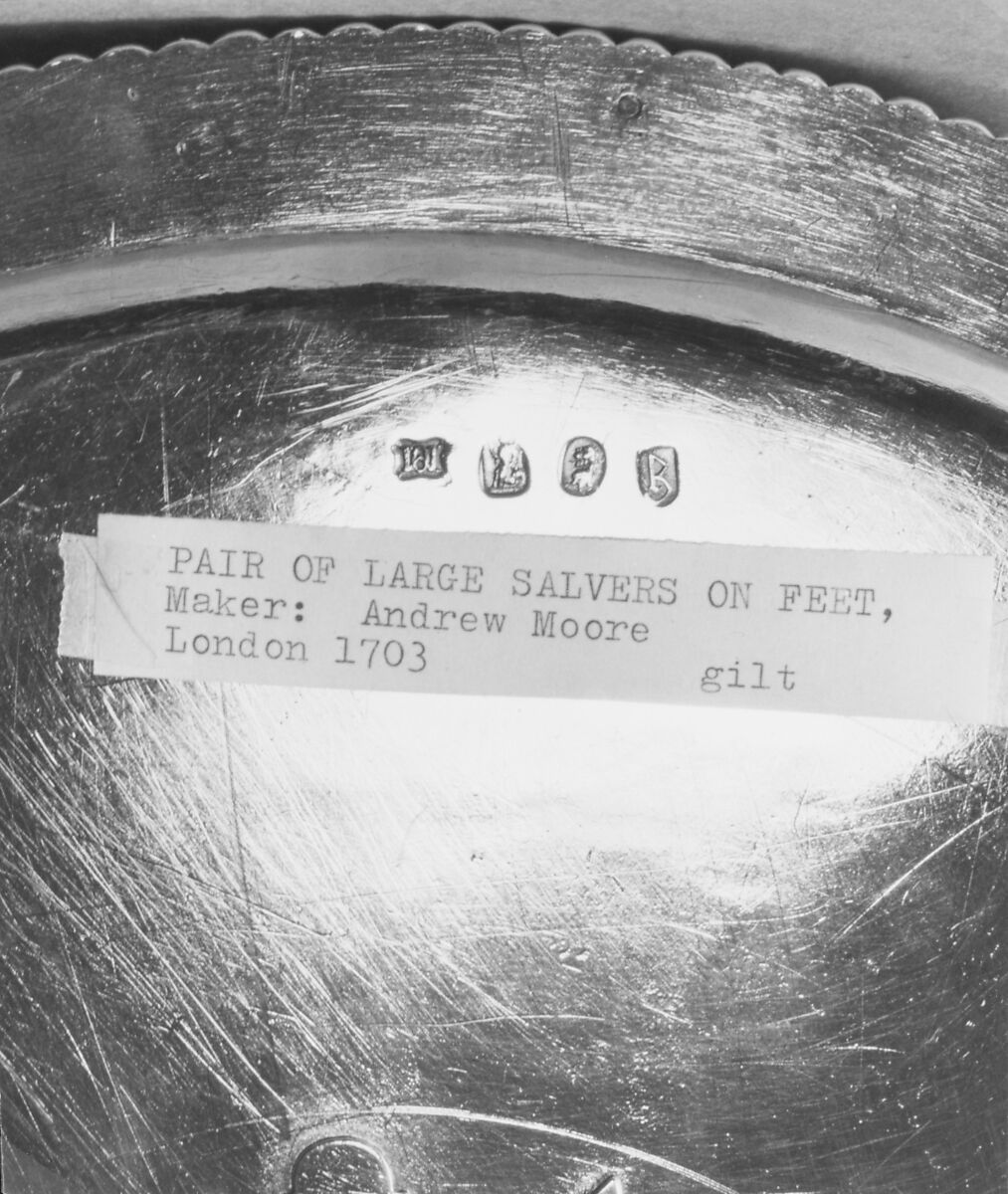 Salver (one of a pair), Andrew Moore (free 1664), Silver gilt, British, London