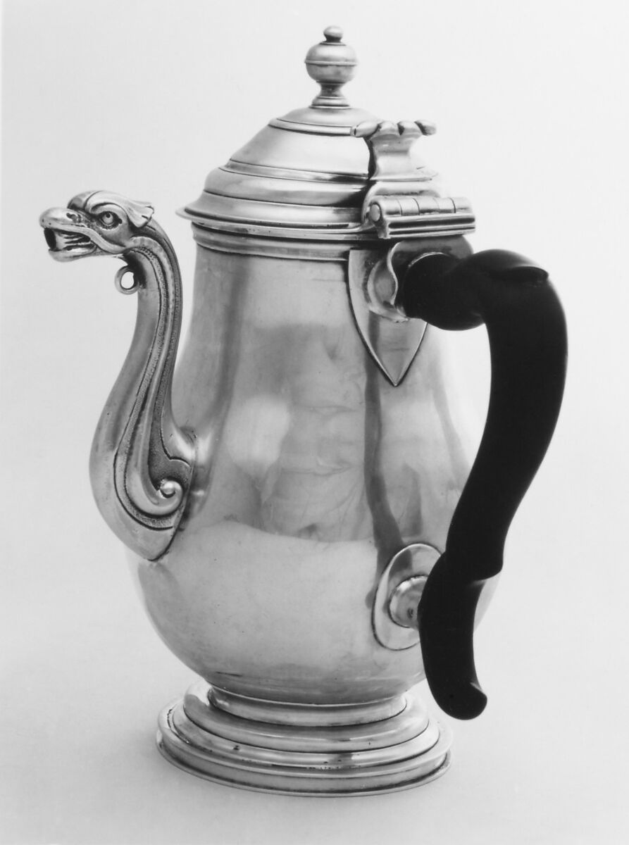 Coffeepot, Francis Garthorne (active 1677?–1726), Silver, wood, British, London 