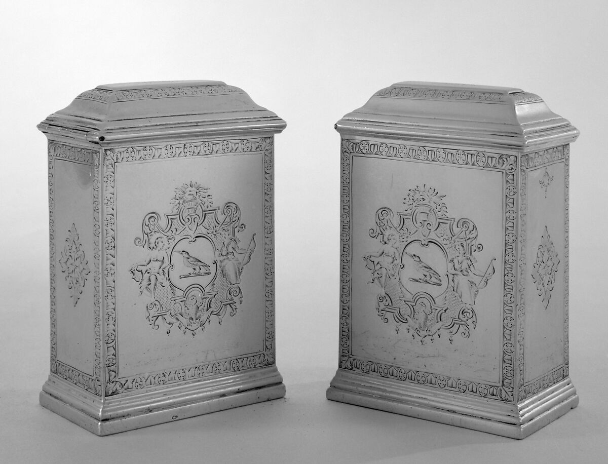 Tea caddy (one of a pair), Augustin Courtauld (British, 1685–1751), Silver, British, London