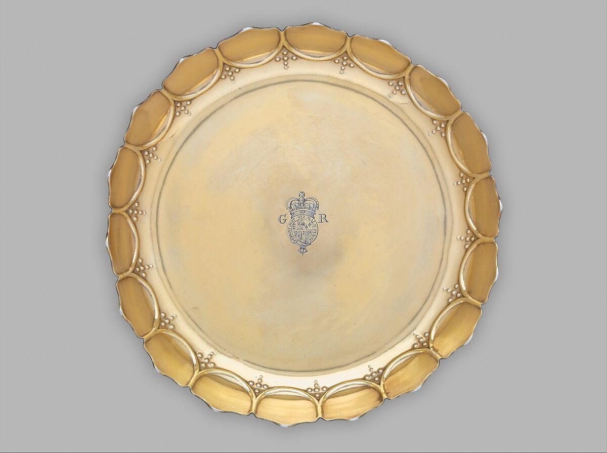 Dish (one of a set), Lewis Mettayer (British, active 1700–died 1740), Gilded silver, British, London 