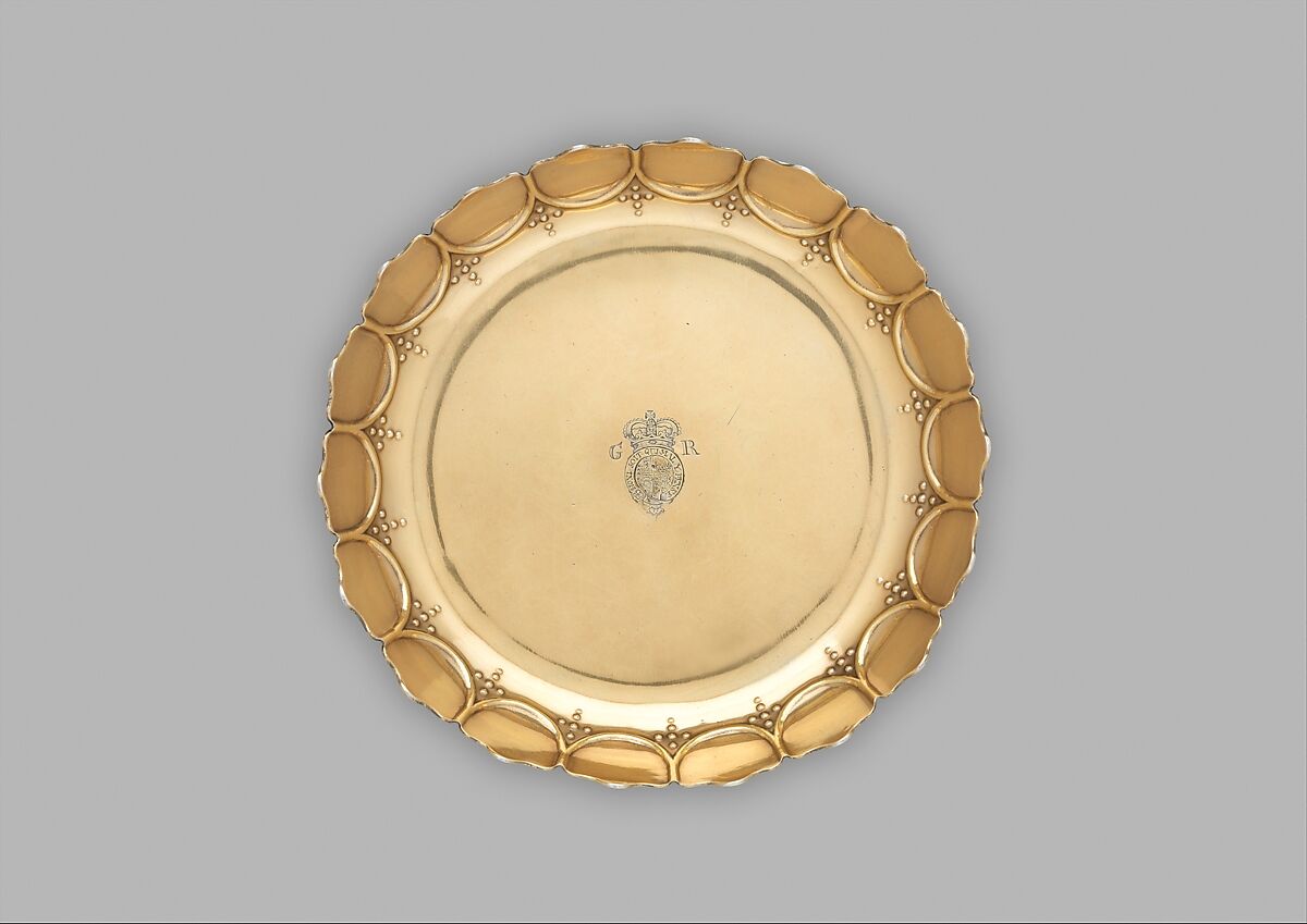 Dish (one of a pair) (part of a set), Lewis Mettayer (British, active 1700–died 1740), Gilded silver, British, London 