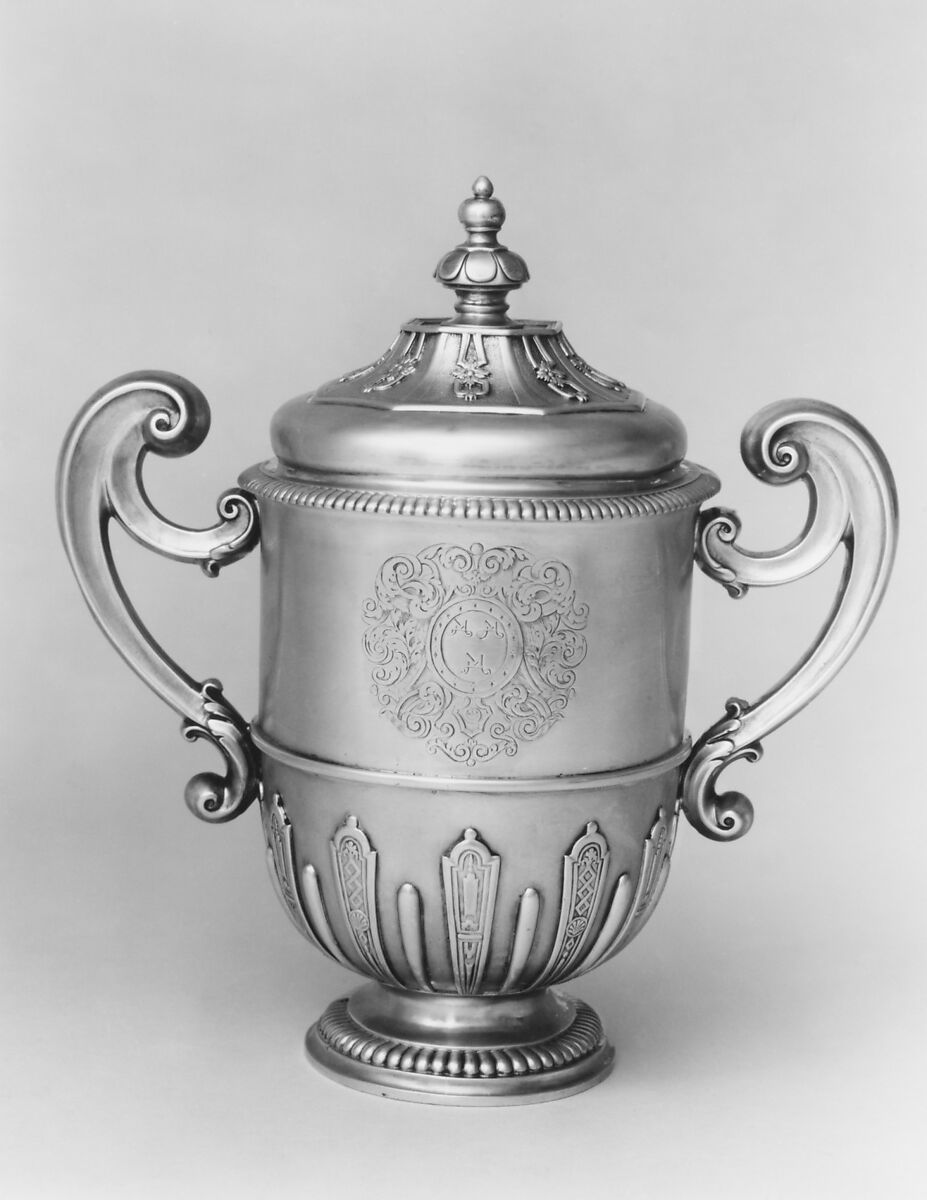 Two-handled cup with cover, Pierre Platel (1664–1719, active England 1699–1719), Silver, British, London