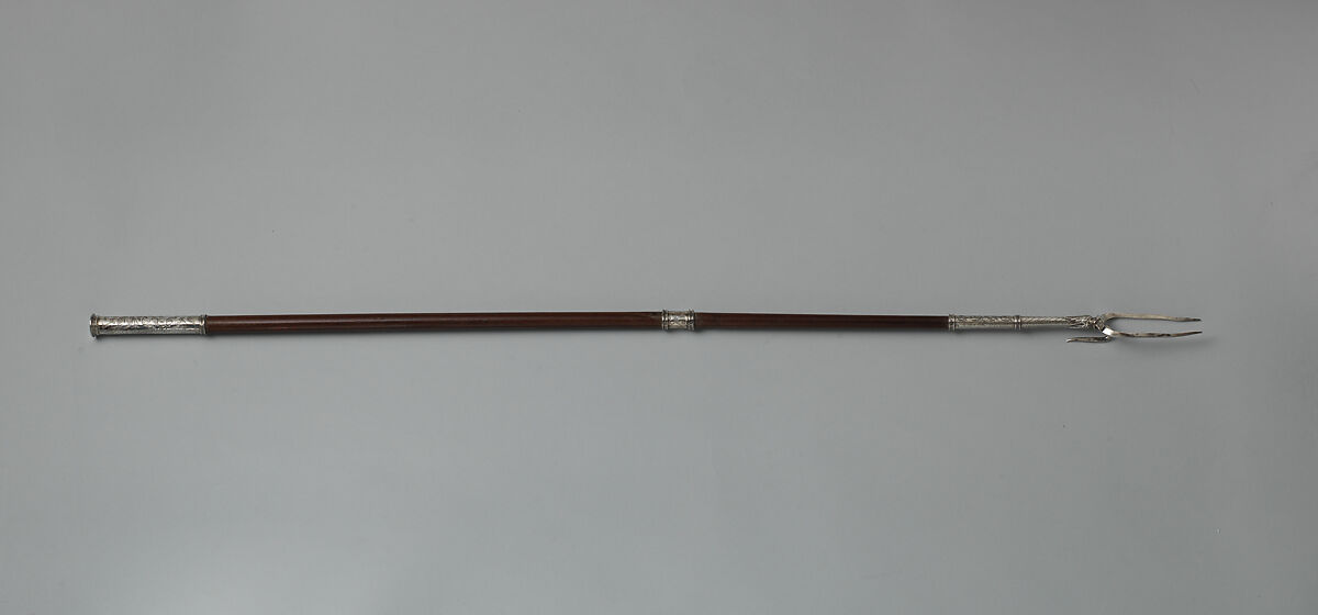 Toasting fork, Silver, exotic hardwood, possibly British, Norfolk