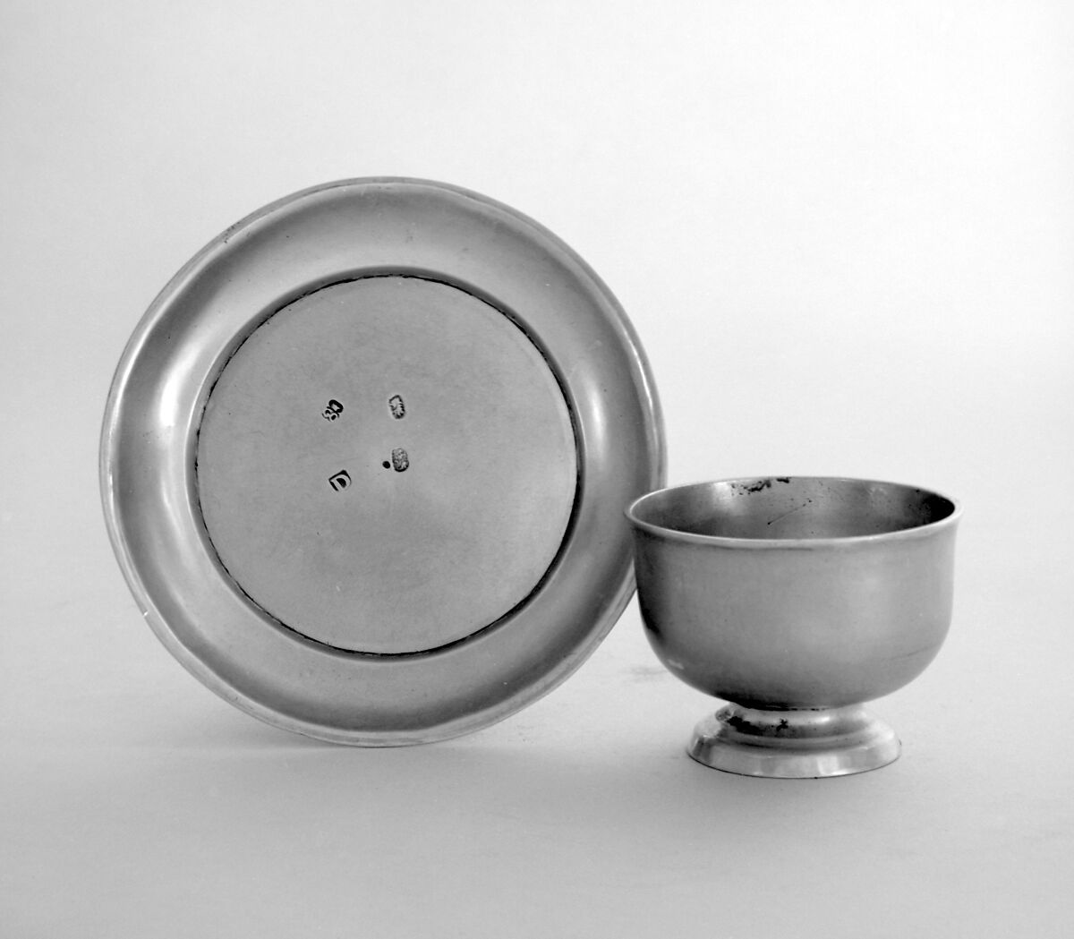 Teabowl and saucer, John Goode (active 1701–13 or later), Silver, British, London 