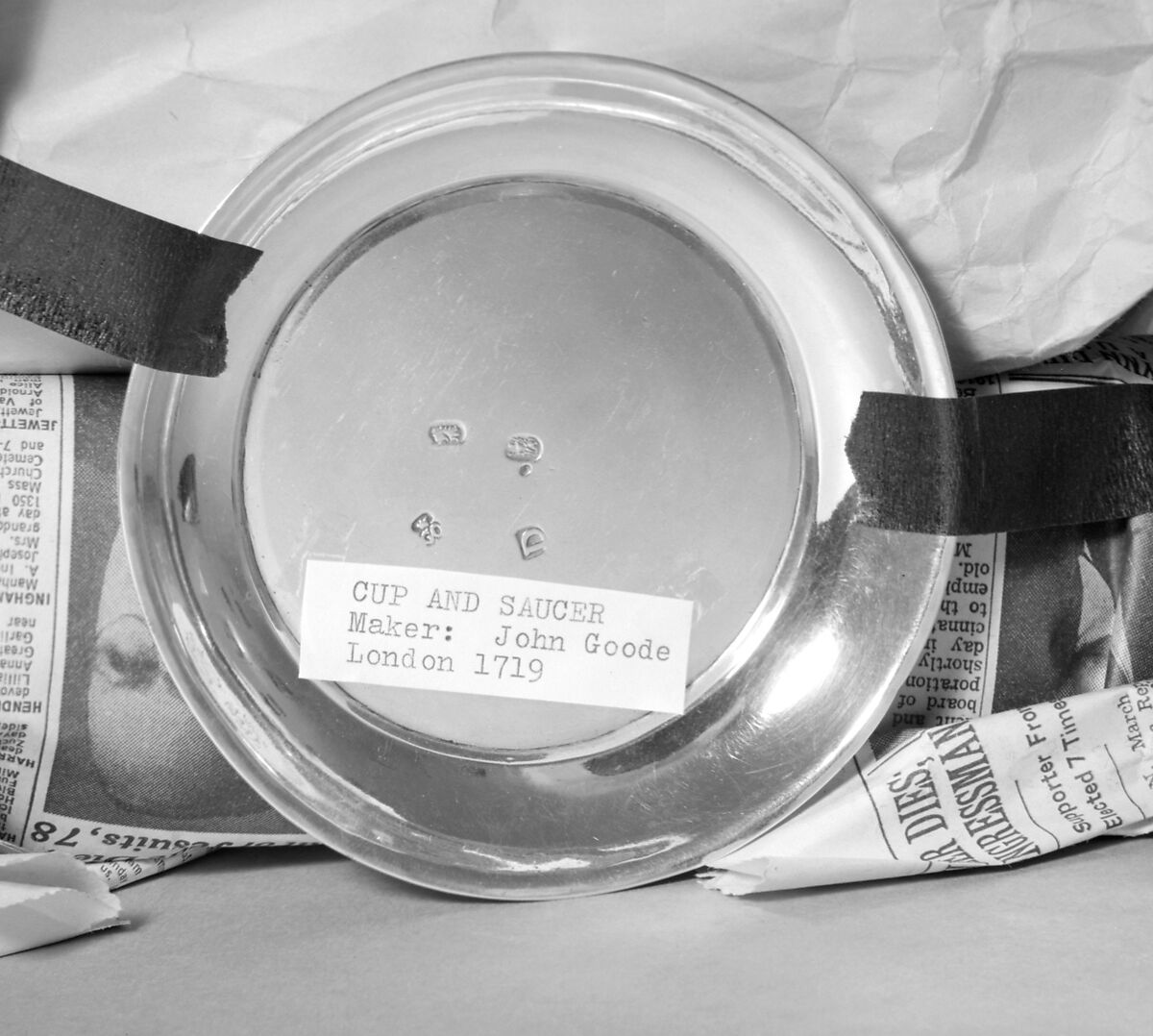 Teabowl and saucer, John Goode (active 1701–13 or later), Silver, British, London