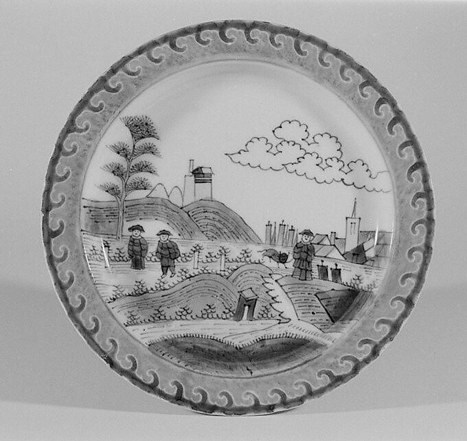 Plate, Hard-paste porcelain, Chinese, for Dutch market