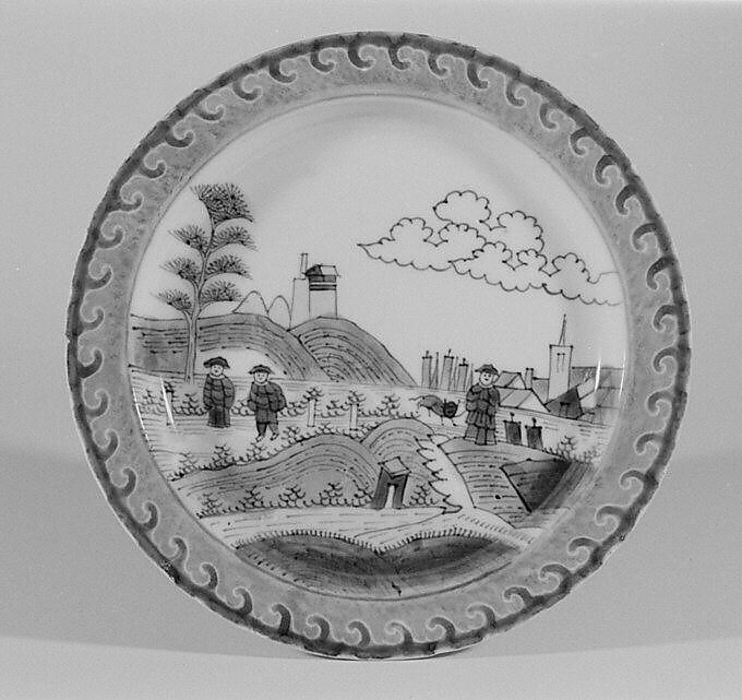 Plate, Hard-paste porcelain, Chinese, for Dutch market 