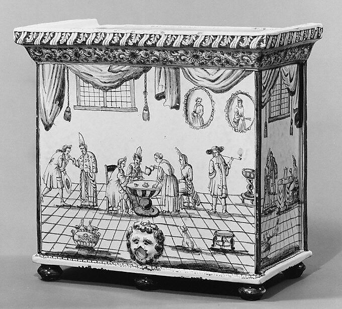 Cistern, Tin-glazed earthenware, Dutch, Delft