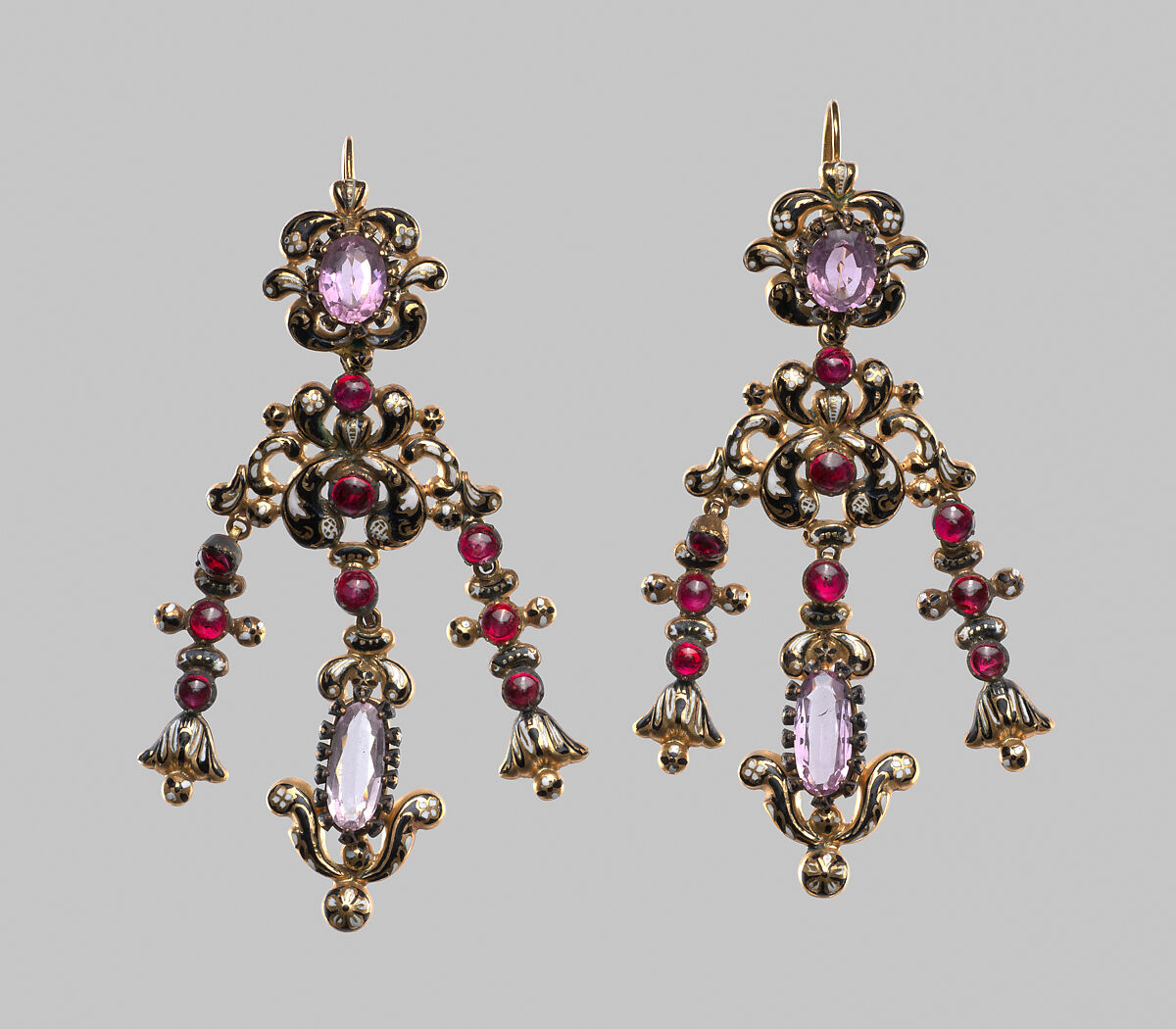 Parure, Gold, enamel, and glass paste, probably Swiss