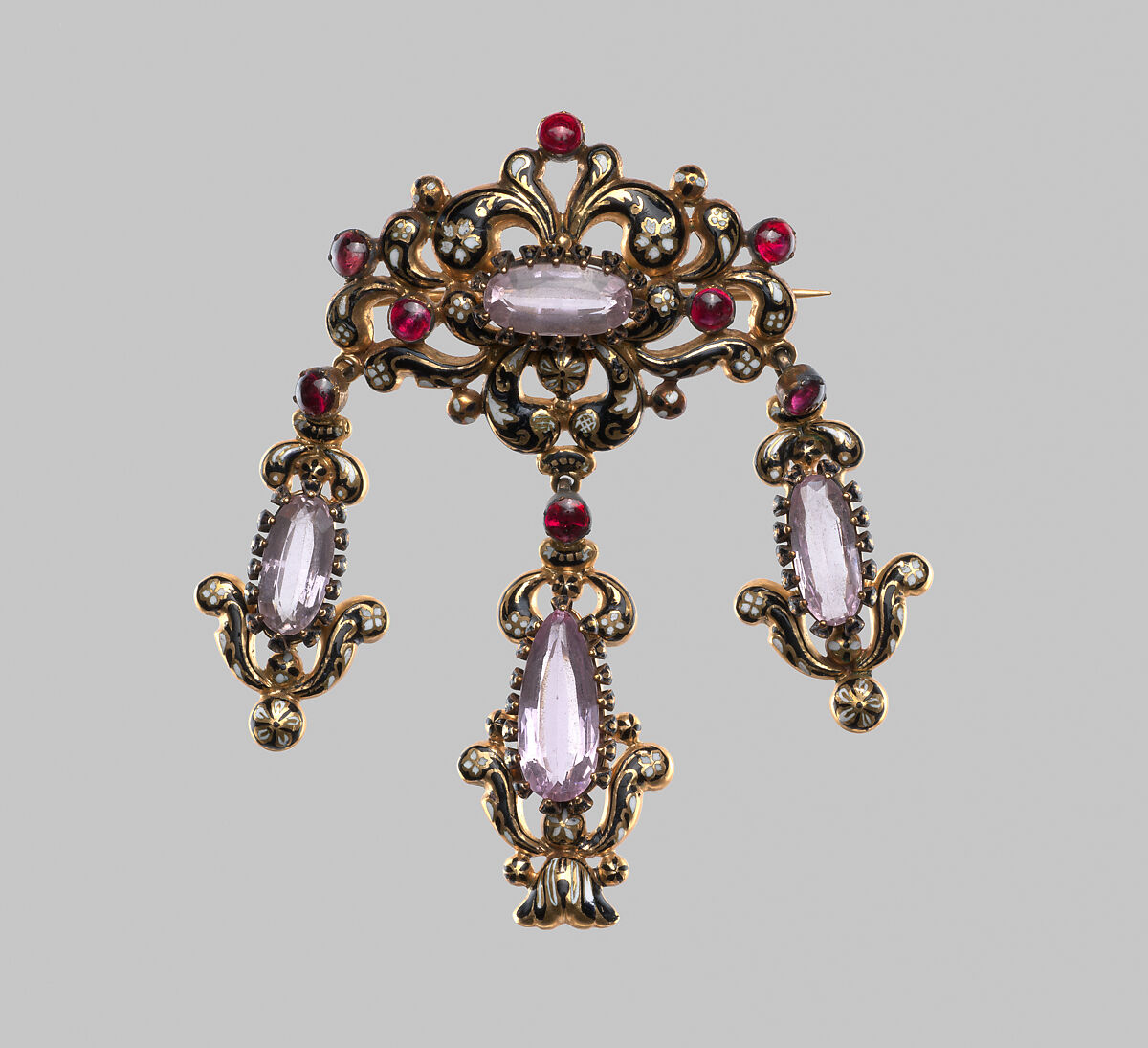 Parure, Gold, enamel, and glass paste, probably Swiss