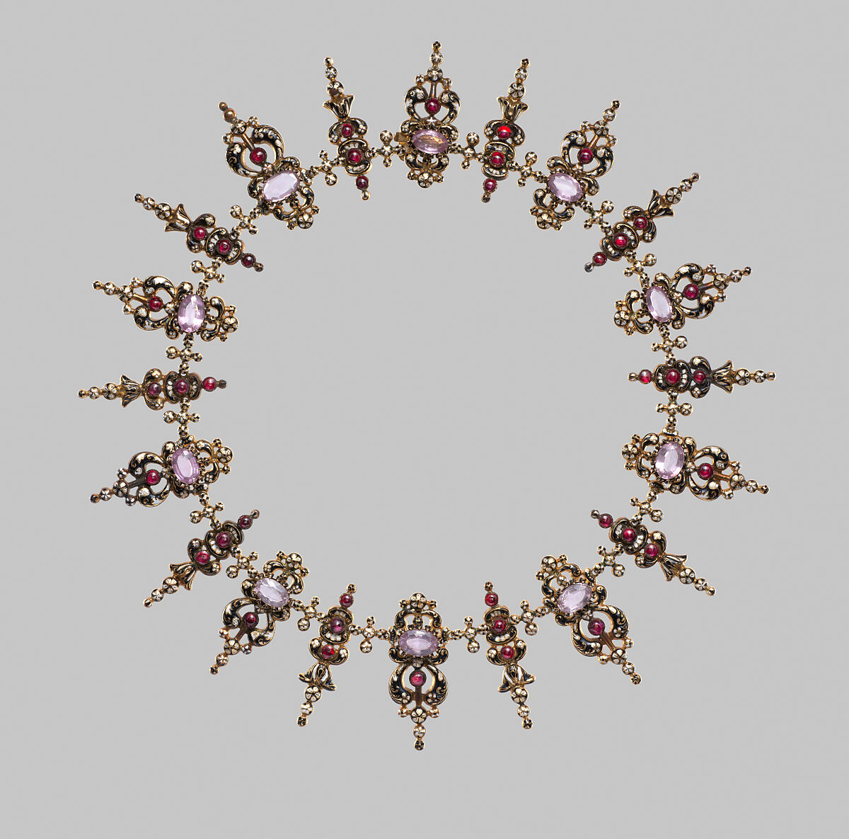 Parure, Gold, enamel, and glass paste, probably Swiss