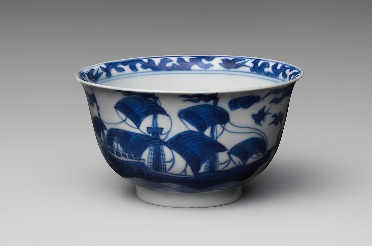 Cup and saucer, Hard-paste porcelain, Chinese, for European market