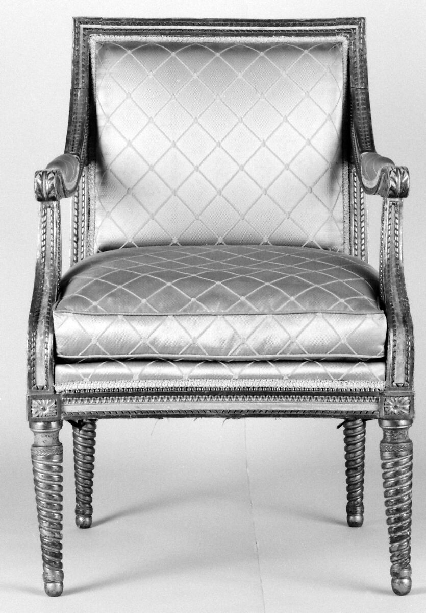 Armchair, Sulpice Brizard (ca. 1735–after 1798, master 1762), Carved and gilded beechwood, French, Paris