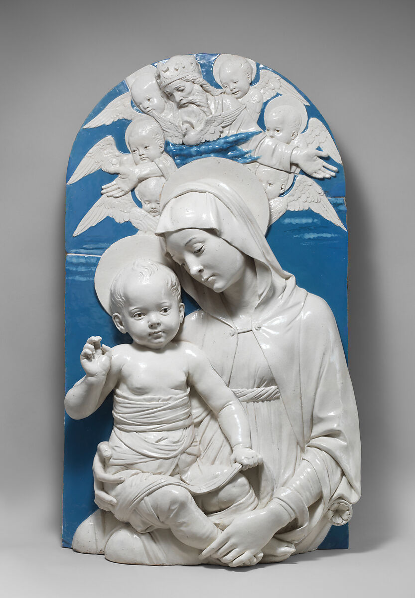 Virgin and Child, Andrea della Robbia (Italian, 1435–1525), Glazed terracotta, Italian, Florence 