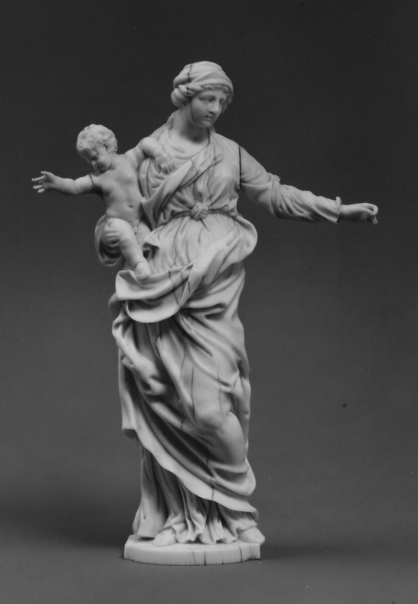 Madonna and Child, After a composition by Alessandro Algardi (Italian, Bologna 1598–1654 Rome), Ivory, probably French 