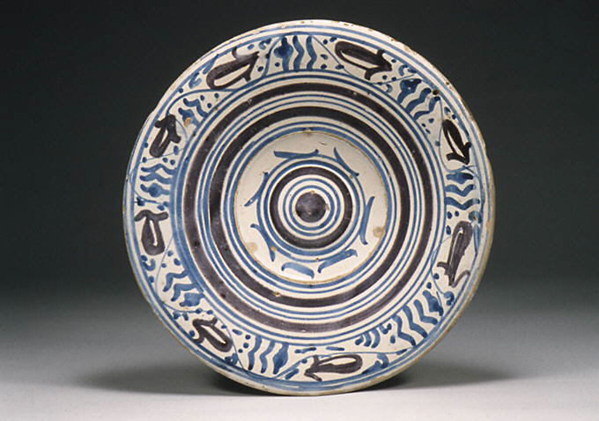 Plate, Tin-glazed earthenware, Spanish, Seville 