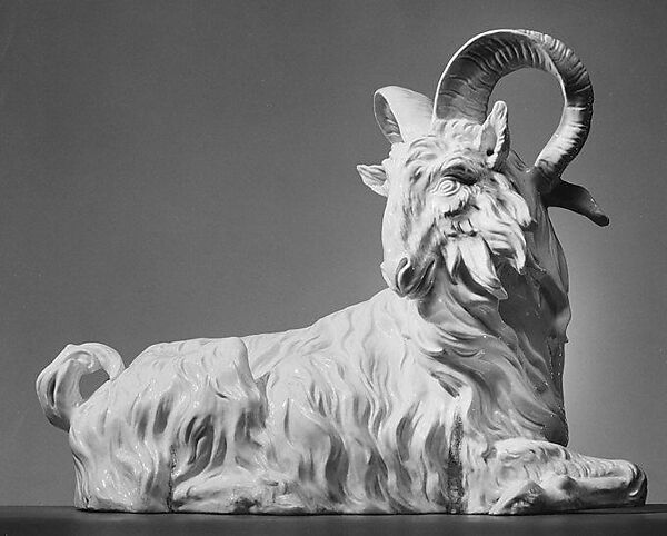 Reclining goat, Meissen Manufactory (German, 1710–present), Hard-paste porcelain, German, Meissen 