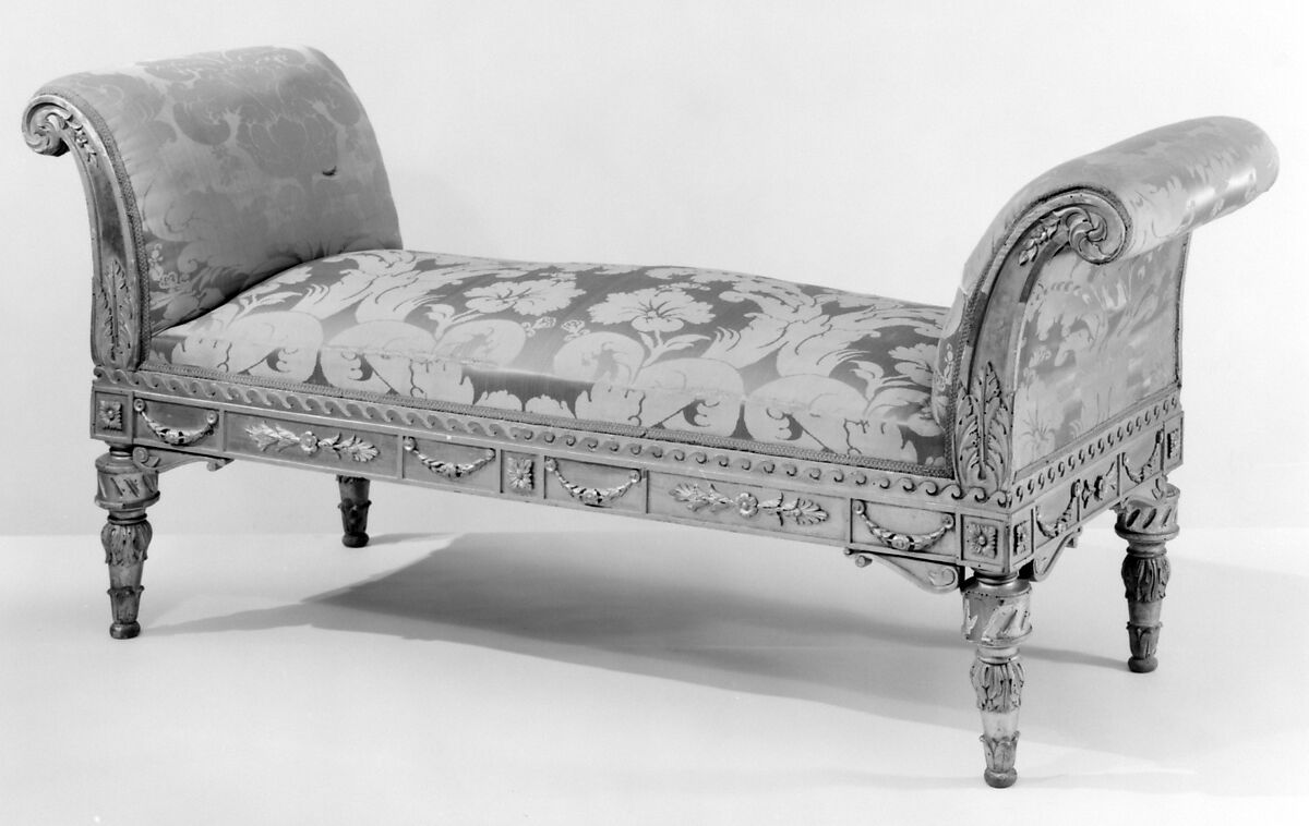 Window seat (one of a pair), Walnut and chestnut, gilt, Italian, Piedmont 