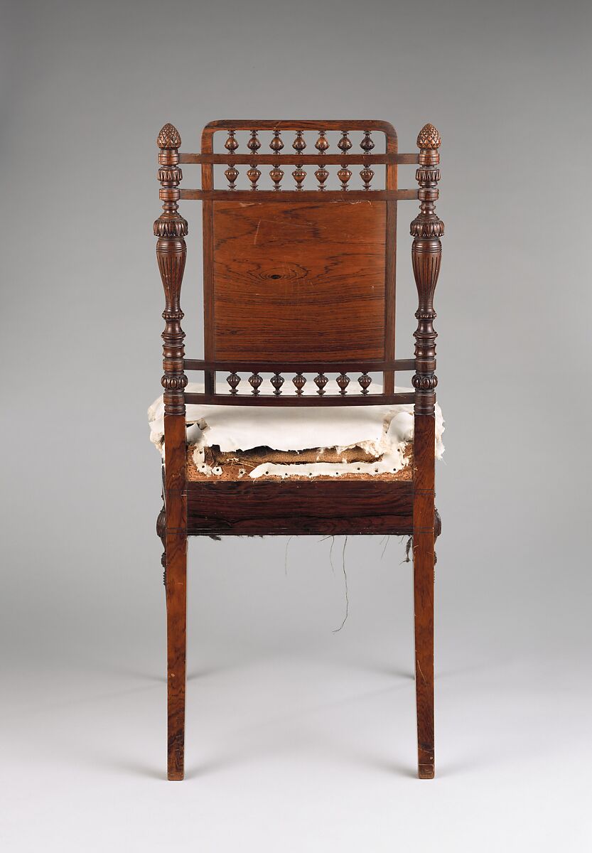 Side chair, Herter Brothers (German, active New York, 1864–1906), Rosewood, brass, mother-of-pearl, and reproduction upholstery, American