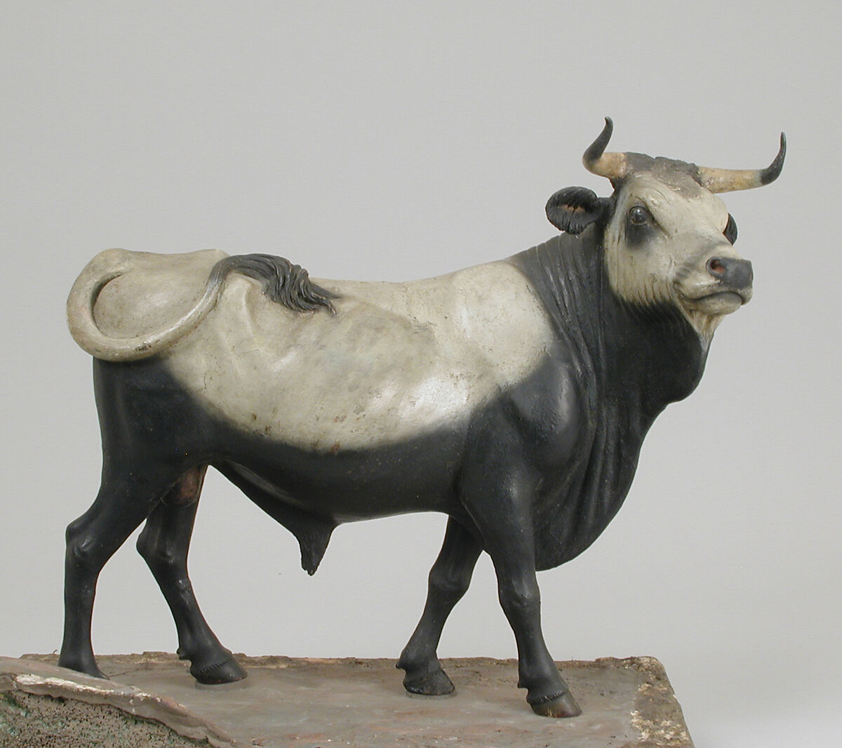 Bull, Polychromed terracotta, Italian, Naples 