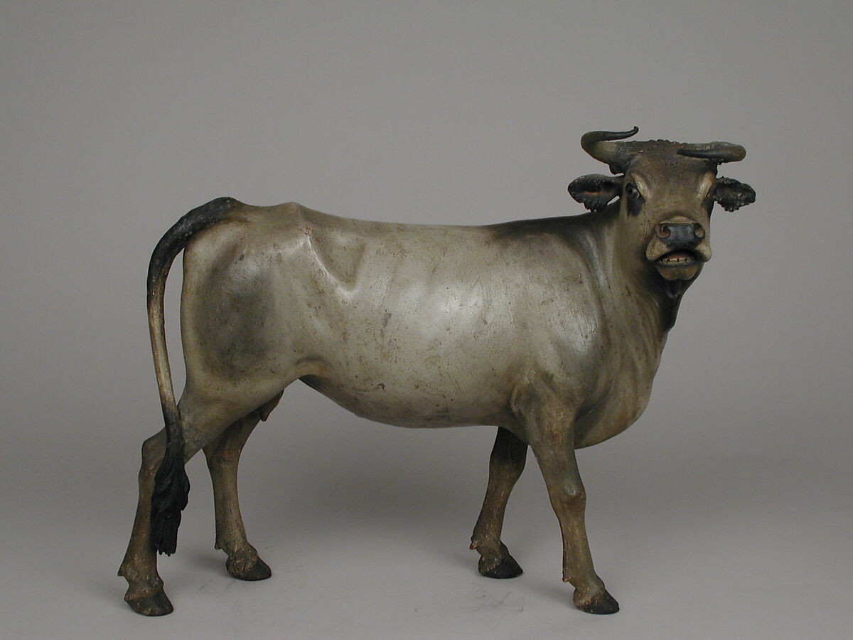 Cow, Polychromed terracotta, Italian, Naples 