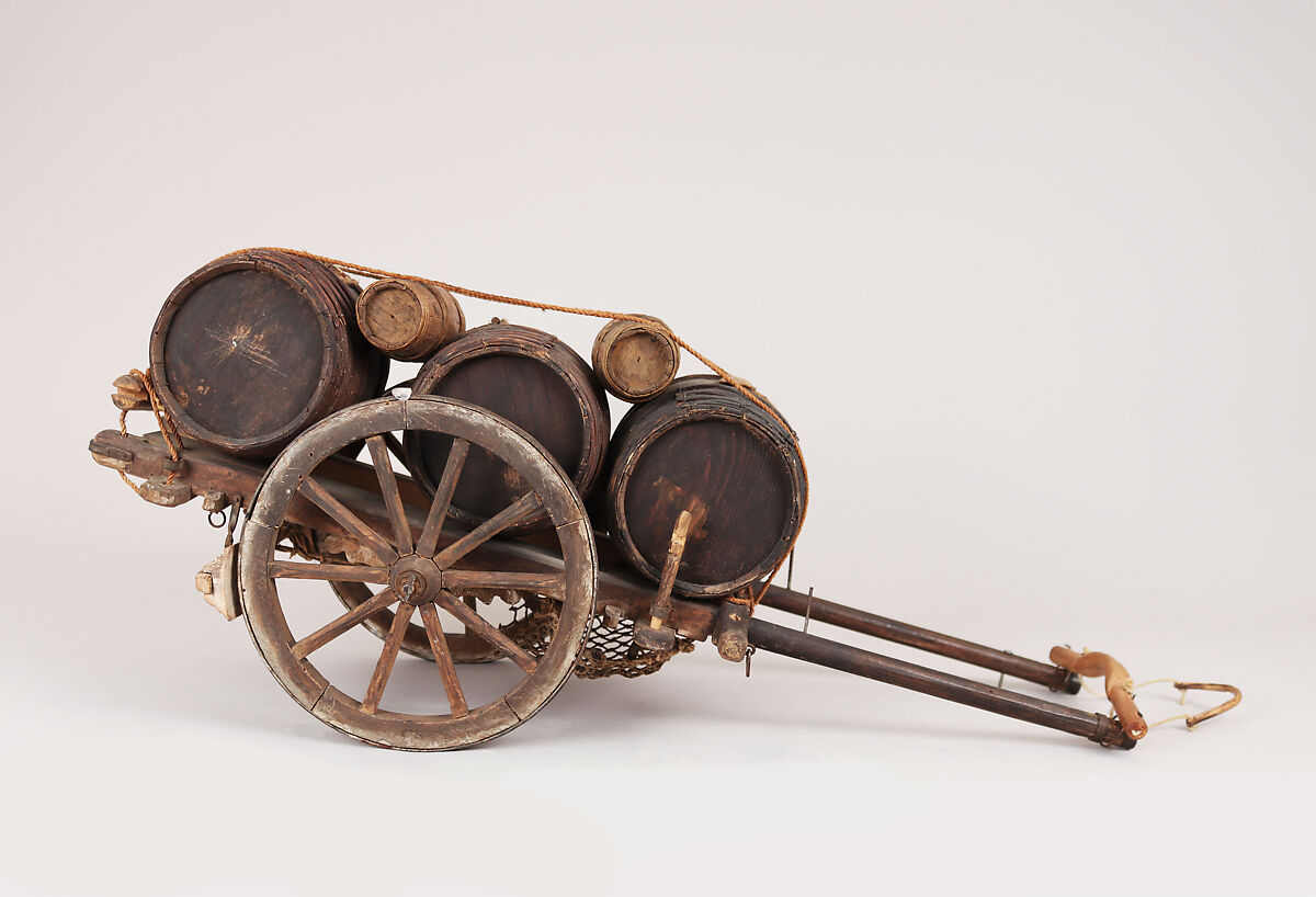 Cart and barrels, Wood, iron, string, Italian, Naples