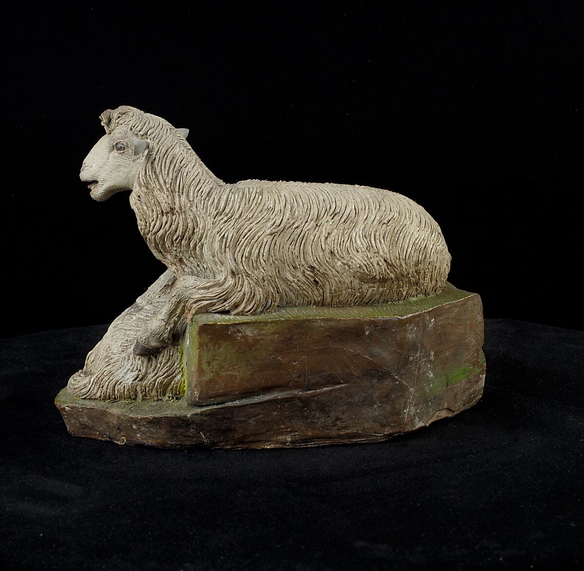 Pair of sheep, Polychromed terracotta, Italian, Naples