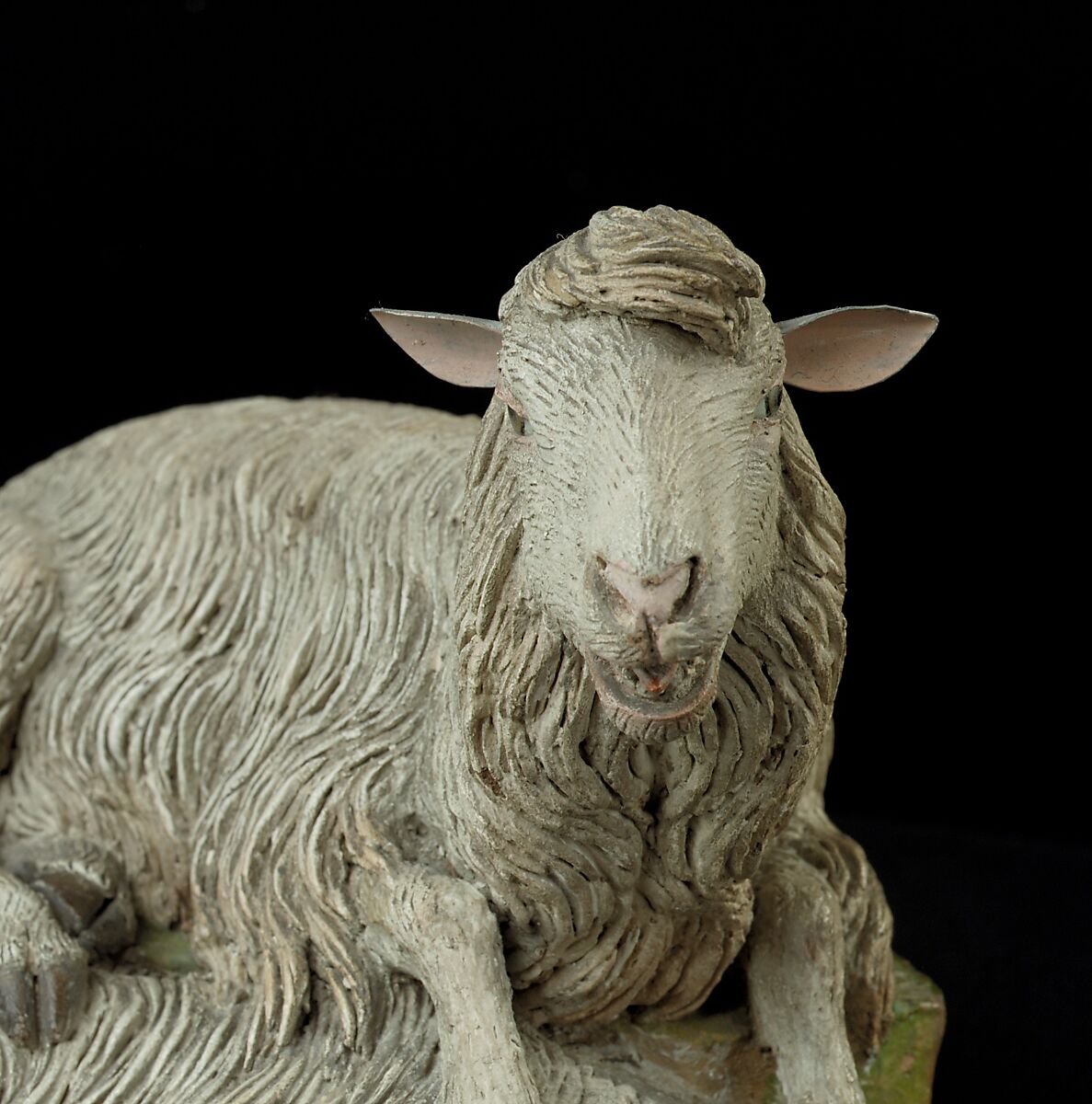 Pair of sheep, Polychromed terracotta, Italian, Naples