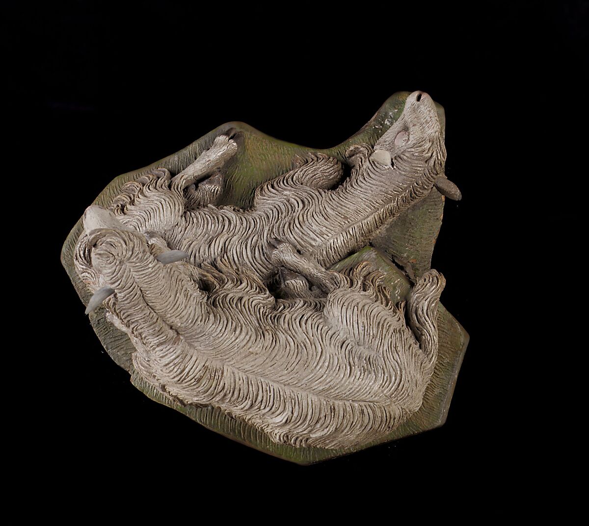 Pair of sheep, Polychromed terracotta, Italian, Naples