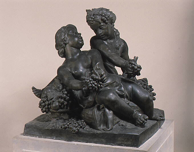 Children playing with fruit, Francesco Ladatte (Italian, Turin 1706–1787 Turin), Lead, Italian, Turin