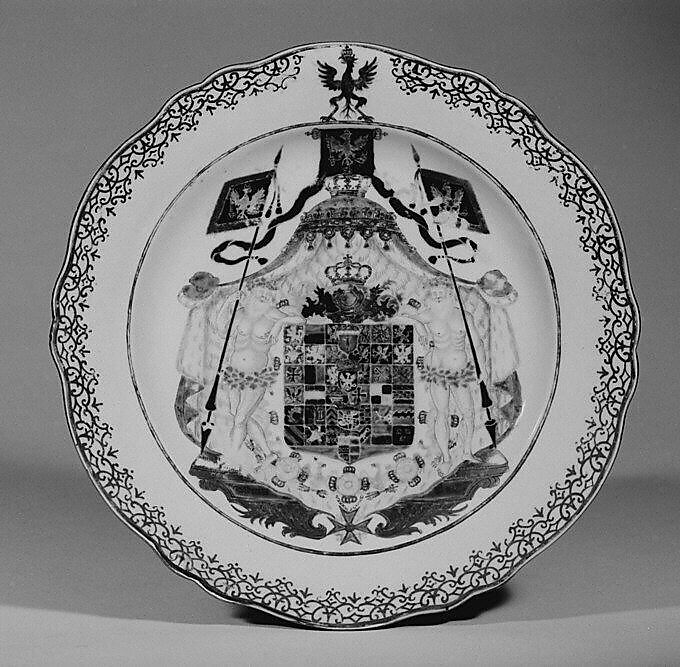 Plate (one of two), Hard-paste porcelain, Chinese, for German market 
