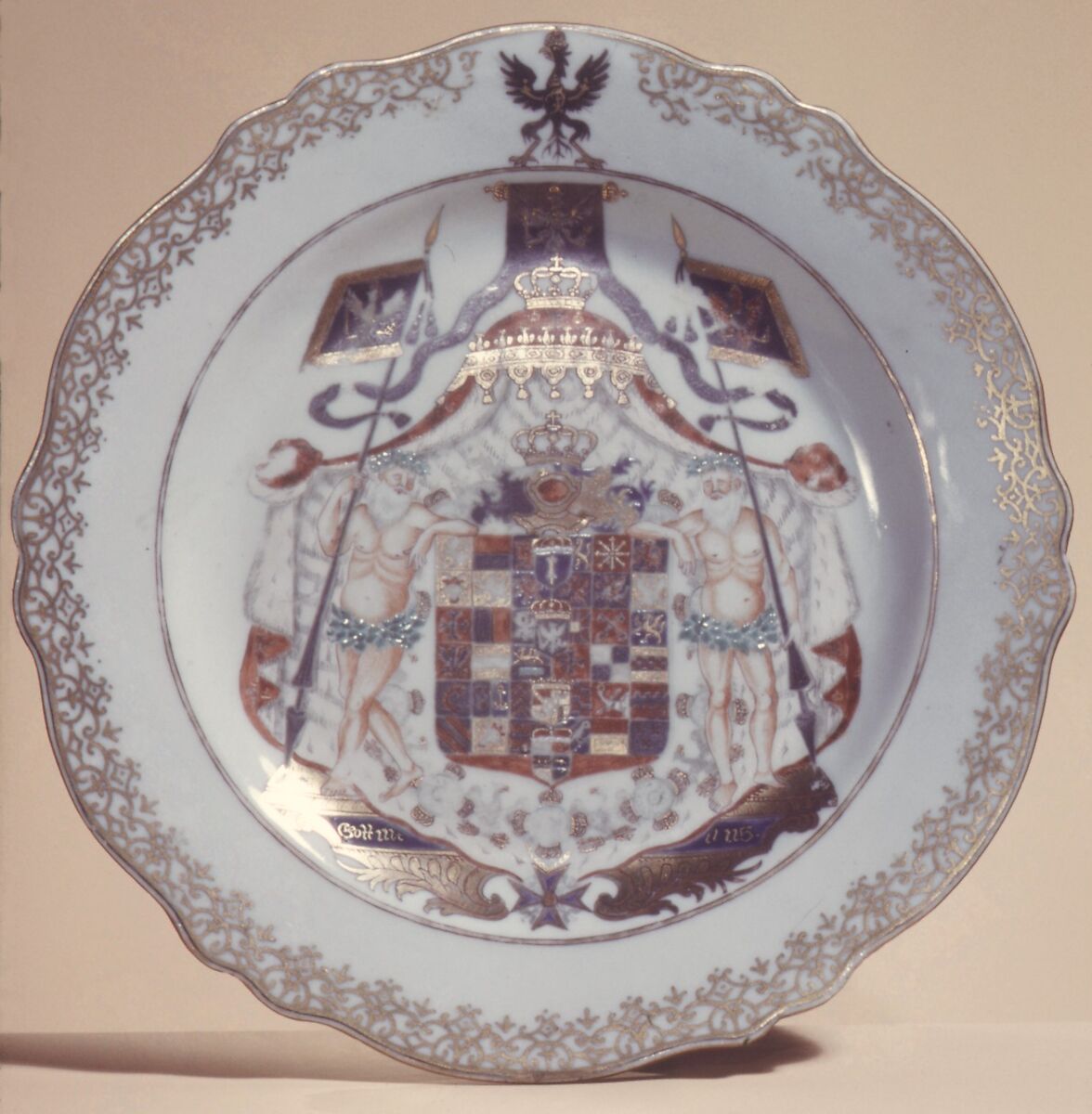 Plate (one of two), Hard-paste porcelain, Chinese, for German market 