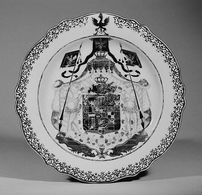 Plate (one of two), Hard-paste porcelain, Chinese, for German market