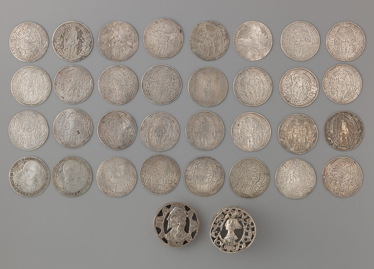 Counter box with thirty-two counters, Designed by Willem de Passe (Dutch, Cologne ca. 1597–ca. 1636 London), Silver, British