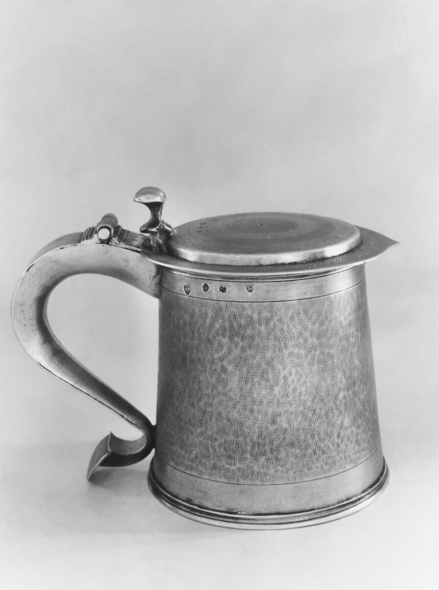 Tankard, Probably by Henry Greenway (active 1648–65), Silver, British, London
