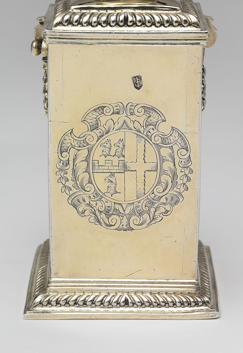 Pair of perfume bottles, John Bodington (British, active 1688–1727), Silver gilt, glass inside, British, London