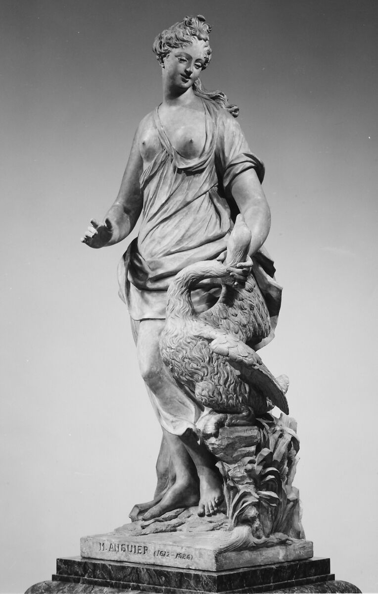 Leda and the Swan, Michel Anguier (French, Eu (Seine-Maritime) 1612–1686 Paris), Limestone (pierre de Tonnerre), French