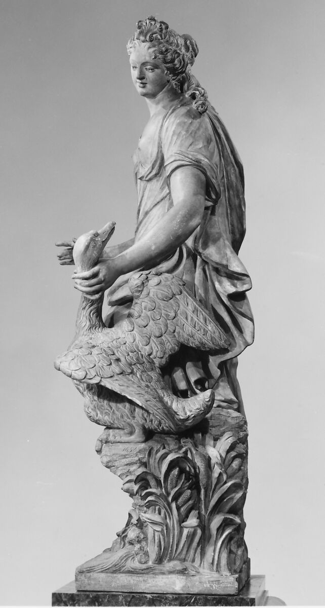 Leda and the Swan, Michel Anguier (French, Eu (Seine-Maritime) 1612–1686 Paris), Limestone (pierre de Tonnerre), French