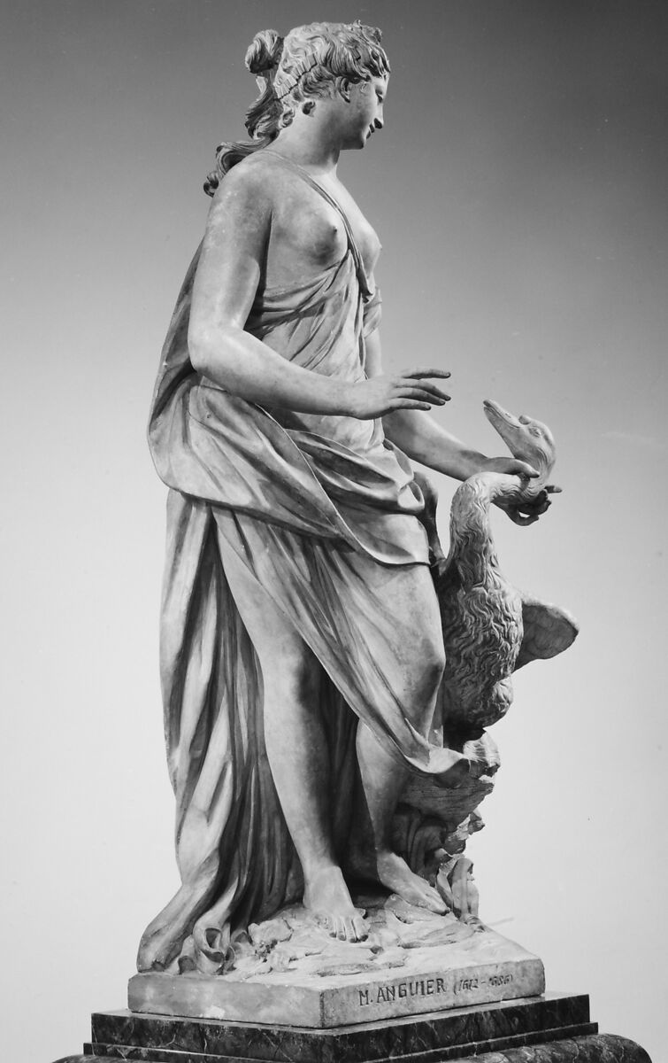 Leda and the Swan, Michel Anguier (French, Eu (Seine-Maritime) 1612–1686 Paris), Limestone (pierre de Tonnerre), French