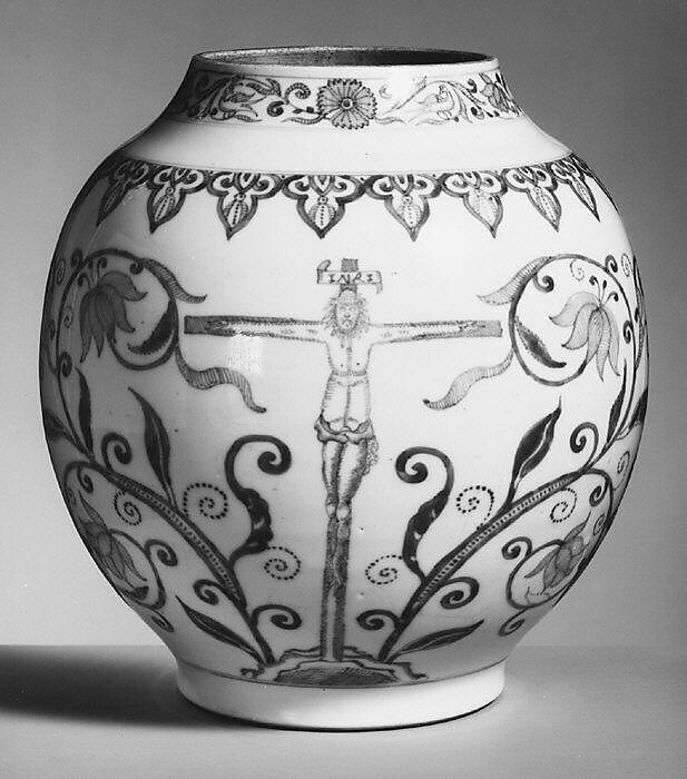 Jar, Hard-paste porcelain, Chinese, for European market